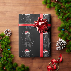 Schwarzer Lab Labrador Weihnachtsbaum Licht Pyjama Geschenkpapier