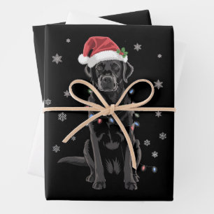 Schwarzer Lab Labrador Weihnachtsbaum Licht Pyjama Geschenkpapier Set