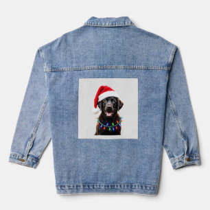 Schwarzer Lab Labrador Weihnachtsbaum Licht Pyjama Jeansjacke