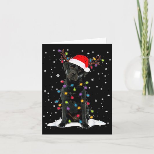 Schwarzer Lab Labrador Weihnachtsbaum Licht Pyjama Karte (Vorderseite)