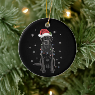 Schwarzer Lab Labrador Weihnachtsbaum Licht Pyjama Keramik Ornament