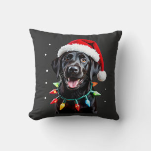 Schwarzer Lab Labrador Weihnachtsbaum Licht Pyjama Kissen