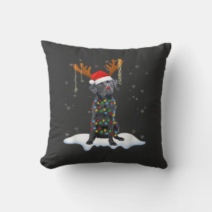 Schwarzer Lab Labrador Weihnachtsbaum Licht Pyjama Kissen