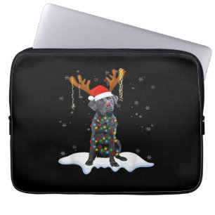Schwarzer Lab Labrador Weihnachtsbaum Licht Pyjama Laptopschutzhülle