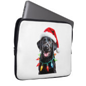 Schwarzer Lab Labrador Weihnachtsbaum Licht Pyjama Laptopschutzhülle (Vorne Rechts)