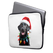 Schwarzer Lab Labrador Weihnachtsbaum Licht Pyjama Laptopschutzhülle (Vorderseite Links)