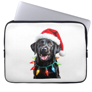 Schwarzer Lab Labrador Weihnachtsbaum Licht Pyjama Laptopschutzhülle