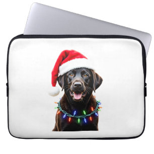 Schwarzer Lab Labrador Weihnachtsbaum Licht Pyjama Laptopschutzhülle