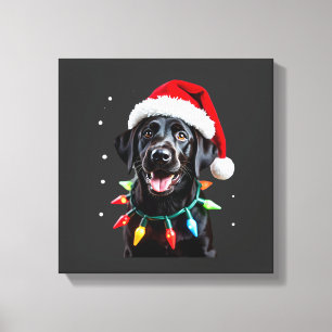 Schwarzer Lab Labrador Weihnachtsbaum Licht Pyjama Leinwanddruck