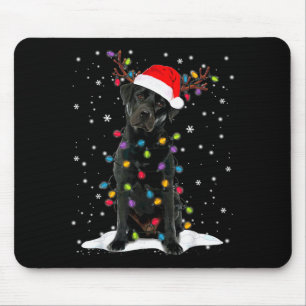Schwarzer Lab Labrador Weihnachtsbaum Licht Pyjama Mousepad