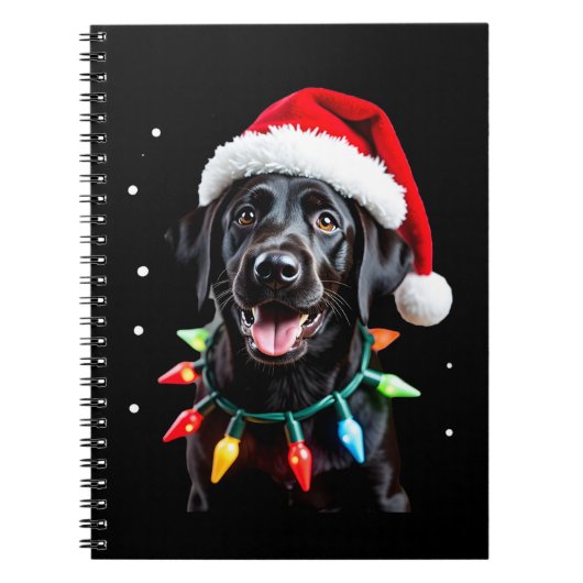Schwarzer Lab Labrador Weihnachtsbaum Licht Pyjama Notizblock (Vorderseite)