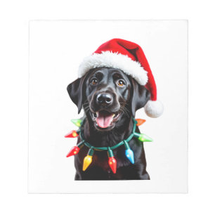 Schwarzer Lab Labrador Weihnachtsbaum Licht Pyjama Notizblock