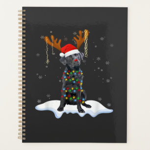 Schwarzer Lab Labrador Weihnachtsbaum Licht Pyjama Planer