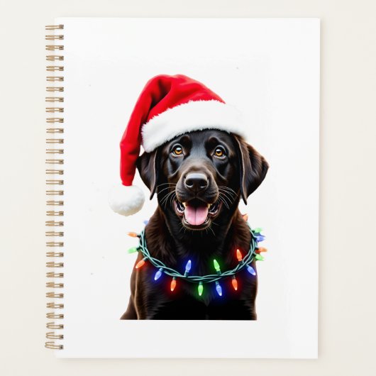 Schwarzer Lab Labrador Weihnachtsbaum Licht Pyjama Planer (Vorderseite)