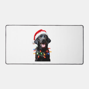 Schwarzer Lab Labrador Weihnachtsbaum Licht Pyjama Schreibtischunterlage