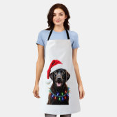 Schwarzer Lab Labrador Weihnachtsbaum Licht Pyjama Schürze (Getragen)