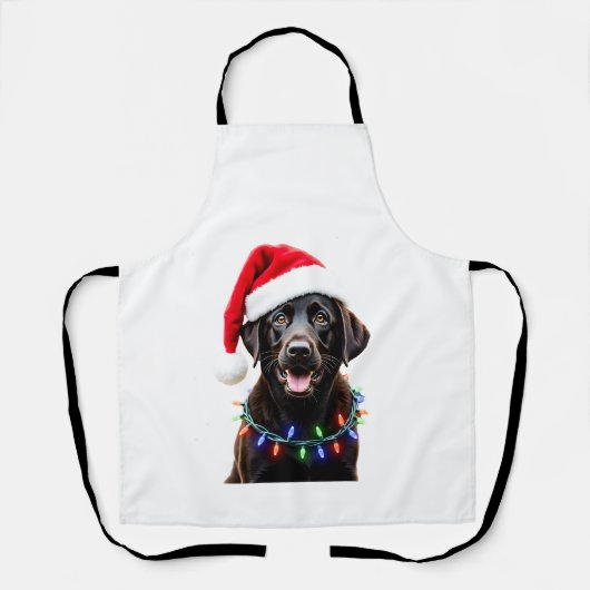 Schwarzer Lab Labrador Weihnachtsbaum Licht Pyjama Schürze (Vorderseite)