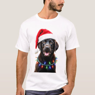 Schwarzer Lab Labrador Weihnachtsbaum Licht Pyjama T-Shirt