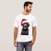 Schwarzer Lab Labrador Weihnachtsbaum Licht Pyjama T-Shirt (Vorne ganz)