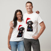 Schwarzer Lab Labrador Weihnachtsbaum Licht Pyjama T-Shirt (Unisex)