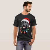 Schwarzer Lab Labrador Weihnachtsbaum Licht Pyjama T-Shirt (Vorne ganz)