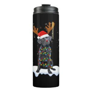 Schwarzer Lab Labrador Weihnachtsbaum Licht Pyjama Thermosbecher