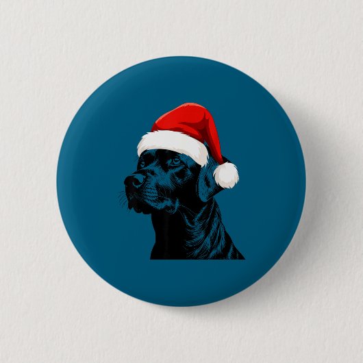 Schwarzer Lab Labrador Weihnachtsmann Hut Weihnach Button (Vorderseite)