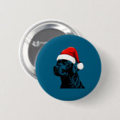 Schwarzer Lab Labrador Weihnachtsmann Hut Weihnach Button (Vorne & Hinten)