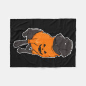 Schwarzer Lab-Mutt-Mischlingshund Halloween-Kürbis Fleecedecke (Vorderseite (Horizontal))
