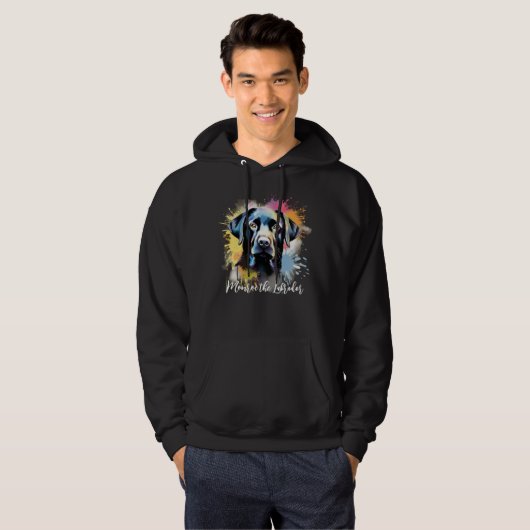 Schwarzer Lab Personalisierter Splash Hoodie (Vorne ganz)