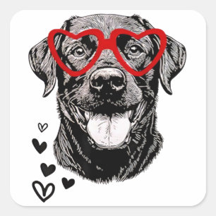 Schwarzer Lab Valentinstag Für Hund Haustier Liebh Quadratischer Aufkleber