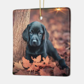 Schwarzer Lab Welpe Keramikornament (Links)