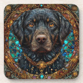 Schwarzer Labradhund Getränkeuntersetzer (Vorderseite)