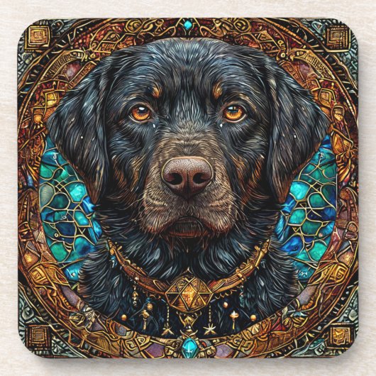 Schwarzer Labradhund Getränkeuntersetzer (Vorderseite)