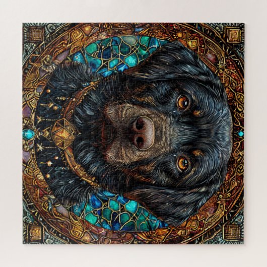 Schwarzer Labradhund Puzzle (Horizontal)