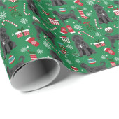 Schwarzer Labradoodal Weihnachtshund Geschenkpapier (Rolleneckpunkt)