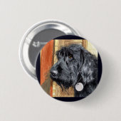 Schwarzer Labradoodle #1 Knopf Button (Vorne & Hinten)