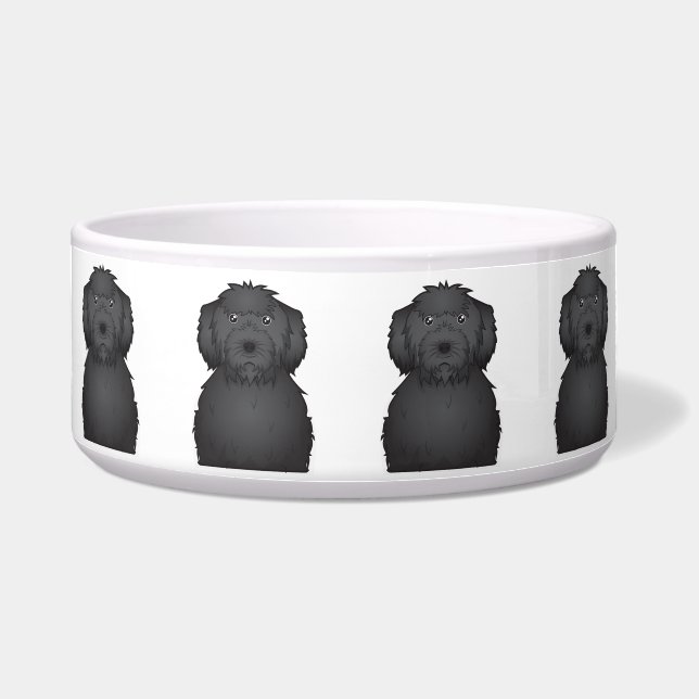 Schwarzer Labradoodle Cartoon Napf (Vorderseite)