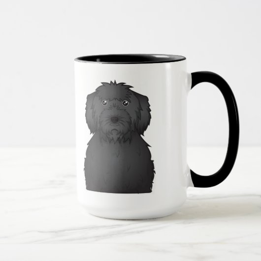 Schwarzer Labradoodle Cartoon Tasse (Rechts)