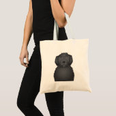 Schwarzer Labradoodle Cartoon Tragetasche (Vorderseite (Produkt))