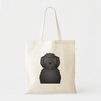 Schwarzer Labradoodle Cartoon Tragetasche