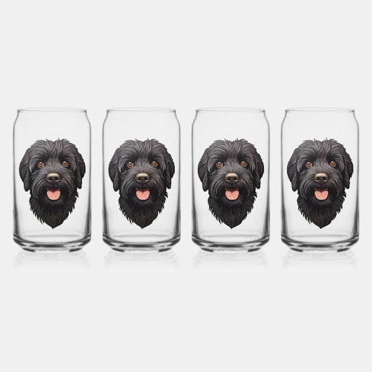 Schwarzer Labradoodle-Hund Dosenglas (Vorderseite)
