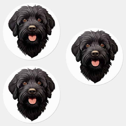Schwarzer Labradoodle-Hund Etiketten (Gruppe)