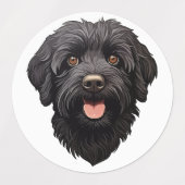 Schwarzer Labradoodle-Hund Etiketten (Design 1)