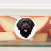 Schwarzer Labradoodle-Hund Etiketten (Befestigt)