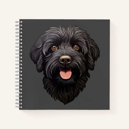Schwarzer Labradoodle-Hund Notizblock (Vorderseite)