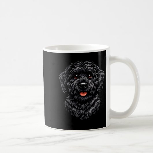 Schwarzer Labradoodle-Hund süße Doodle-Welpen-Kuns Kaffeetasse (Rechts)