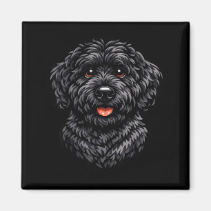 Schwarzer Labradoodle-Hund süße Doodle-Welpen-Kuns Magnet