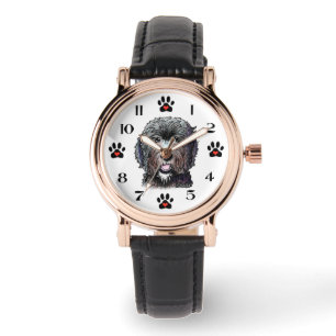 Schwarzer Labradoodle-Hund Uhr