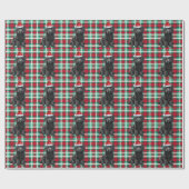 Schwarzer Labradoodle Hund und Urlaub Karierte Wei Geschenkpapier (Flach)